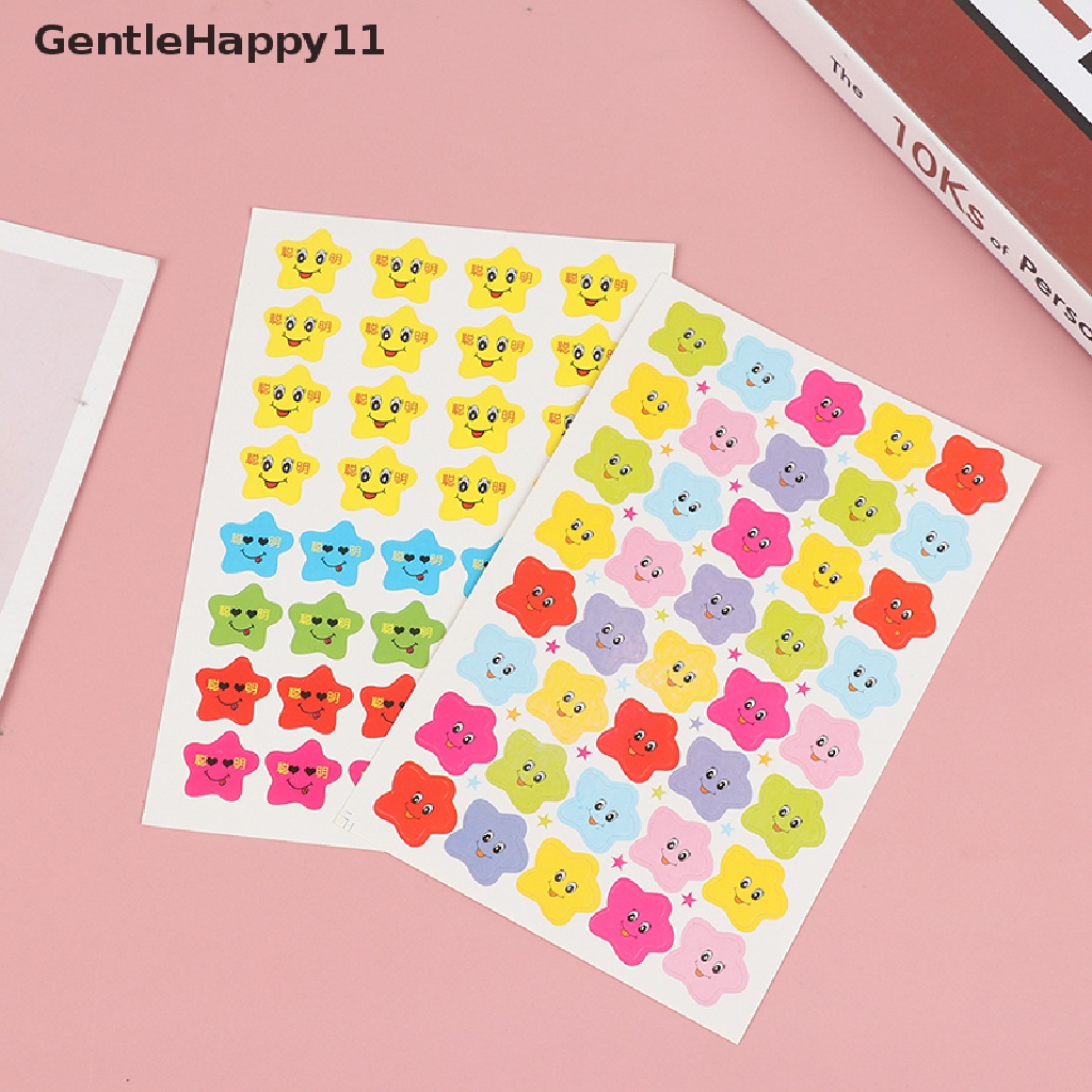 Gentlehappy 400pcs Smile Bintang Decal Anak Sekolah Kids Guru Label Reward Lucu Stiker id