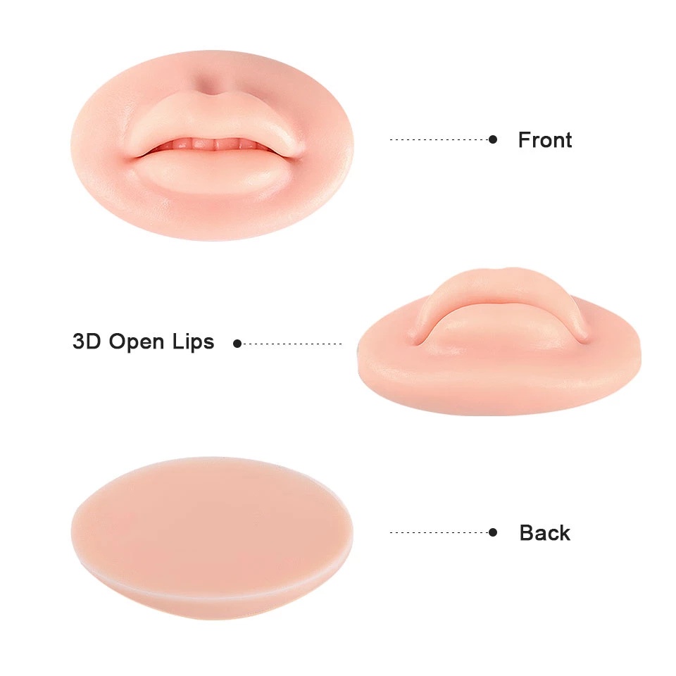 1 Pc Cetakan Simulasi Bibir Palsu 5D Bahan Silikon Reusable Tahan Lama Untuk Latihan Makeup Pemula