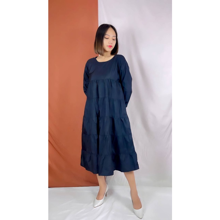 BEFAST - ZRX OOTD Tunik JUNYA / Cempaka Tunik Full Rufle Polos/ Pakaian Wanita Muslimah / Longdress Polos Formal / Fashion Wanita Pesta/Kondangan / Tunik Maxy Kekinian Remaja ABG / Dress Lengan Panjang Trendy / Terlaris