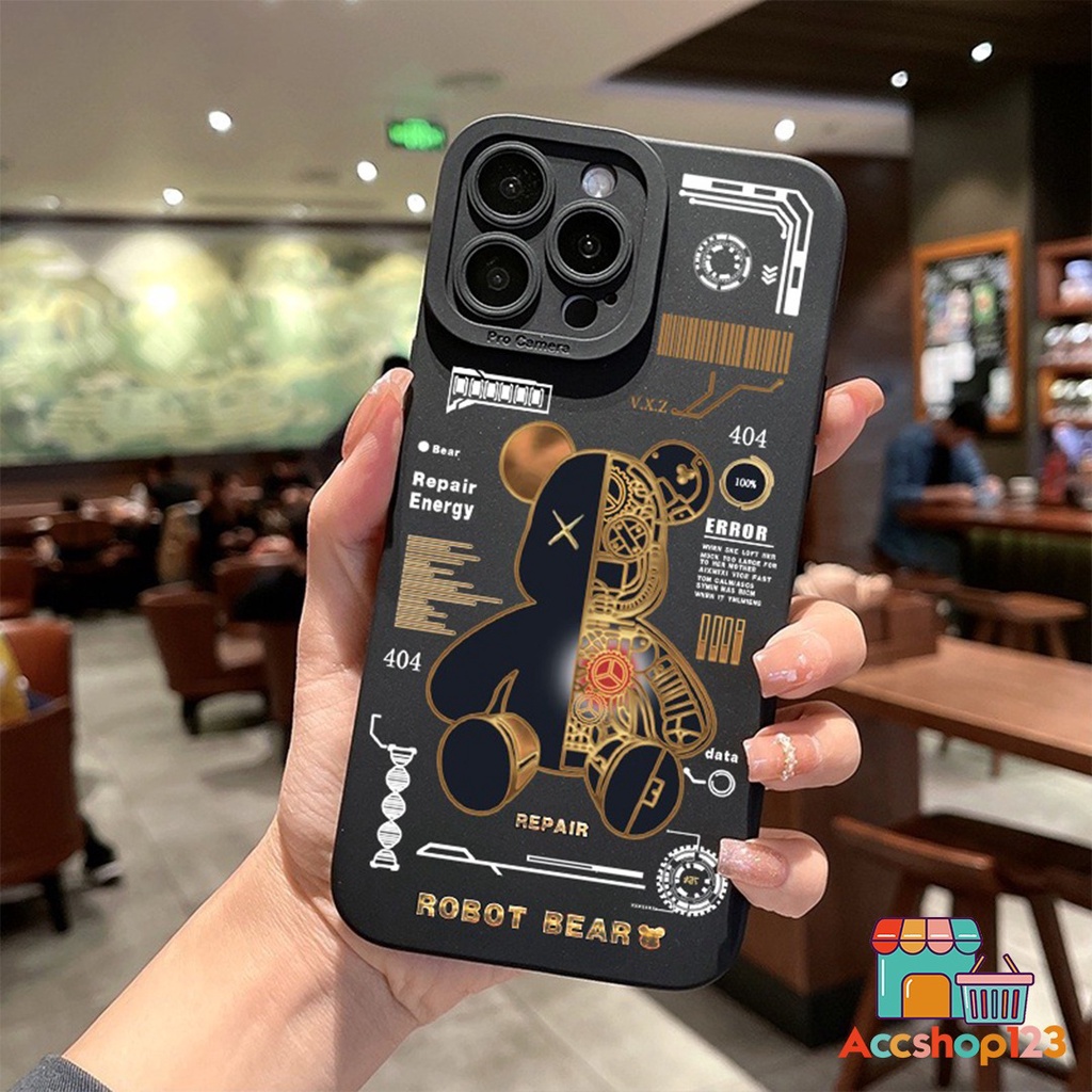 SS117 SOFTCASE SILIKON BLACK MOTIF ROBOT BEAR FOR OPPO A1K A3s A3X A5s A5i A5 A5X A6 A6S A6X A7 A8 A