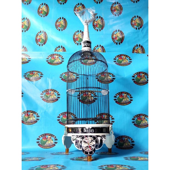 Sangkar burung helopet pvc,kandang burung kecil bermotif dekal