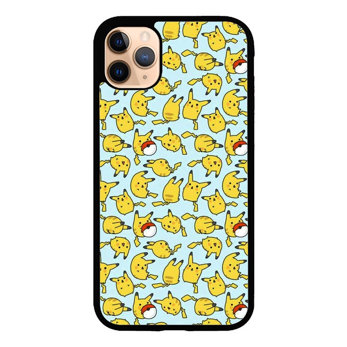 Casing Case iPhone 11 X XR XS Max 7 8 Plus Pikachu doodle P0685