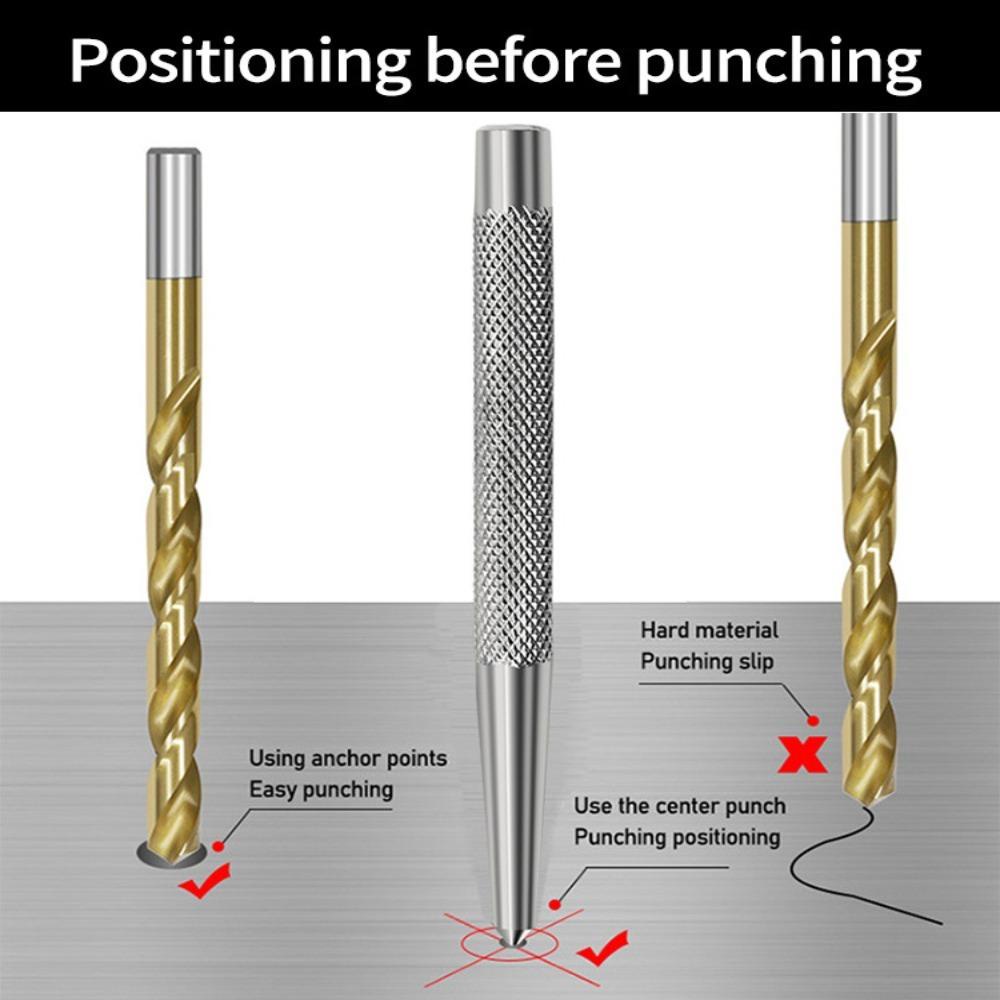 Solighter 2Pcs Posisi Punch Cone Proofing Kekerasan Tinggi Pahat Octagonal Fitter Kekerasan Tinggi Octagonal Center Punch