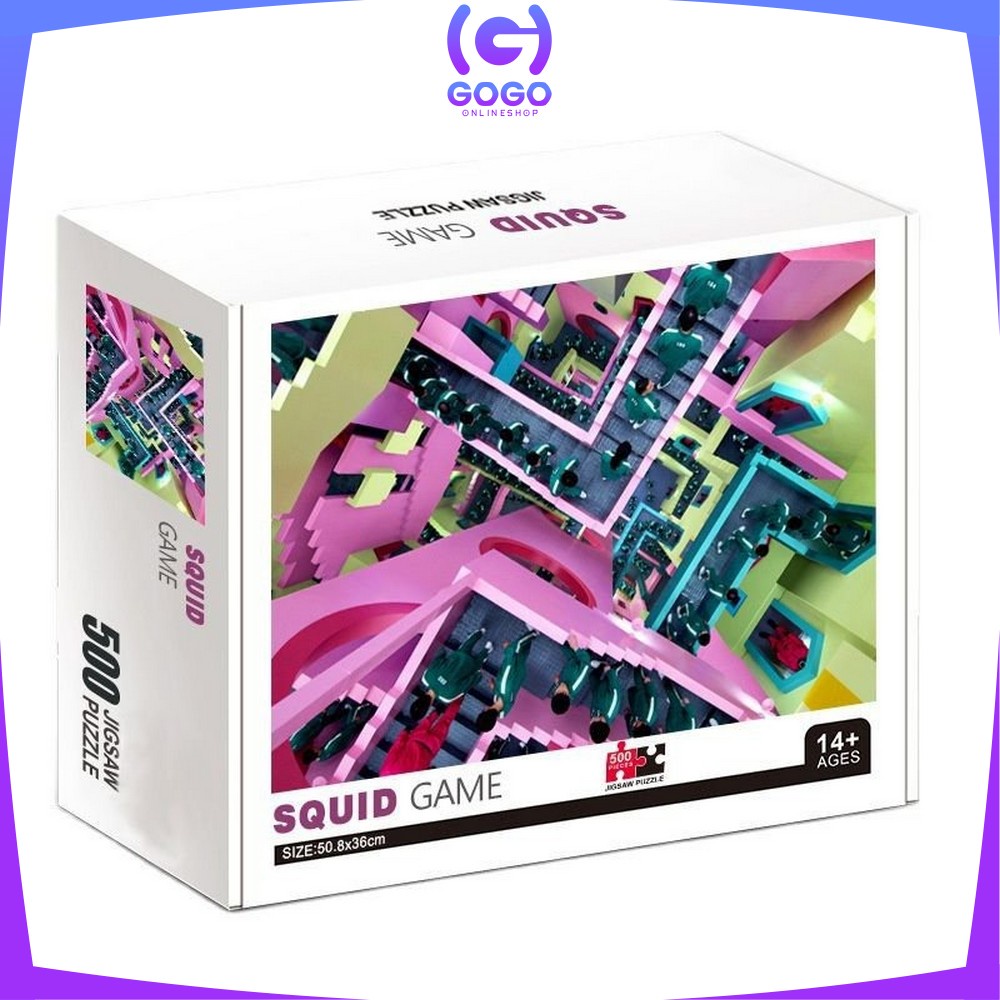 GOGO-M220 Jigsaw Puzzle Squid Game ISI 500PCS Dekorasi Ruangan Mainan Puzzle Edukasi Anak Susun Gambar Squid Game Card