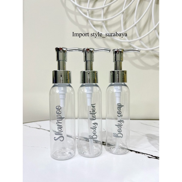 BOTOL BENING TRAVEL SIZE 100ml GOLD / SILVER KECIL LUXURY . aesthetic bottle refill tempat sabun cair pump estetik mewah