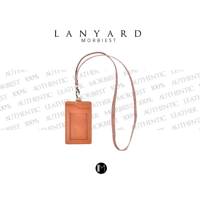 

Name Tag Lanyard Kulit Asli - Id Card Name Tag Kulit - Morbiest Lanyard - Brown