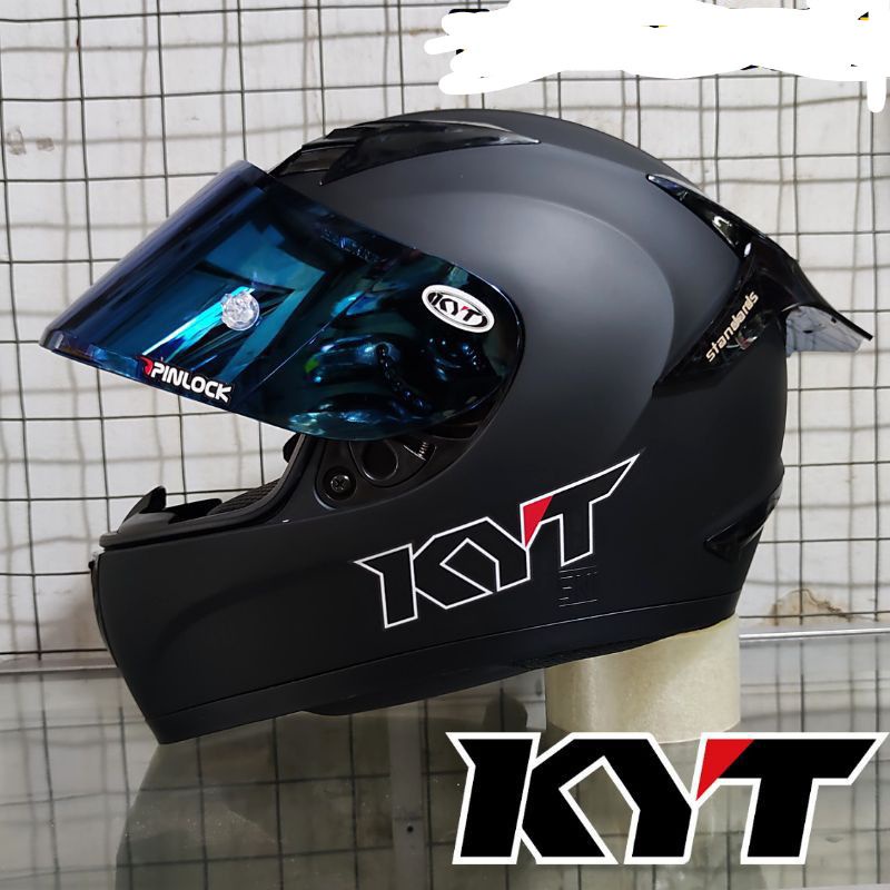 Helm kyt bisa cod HELM KYT helm kyt r10 polos black dof paket ganteng free spoiler&stiker  produk or