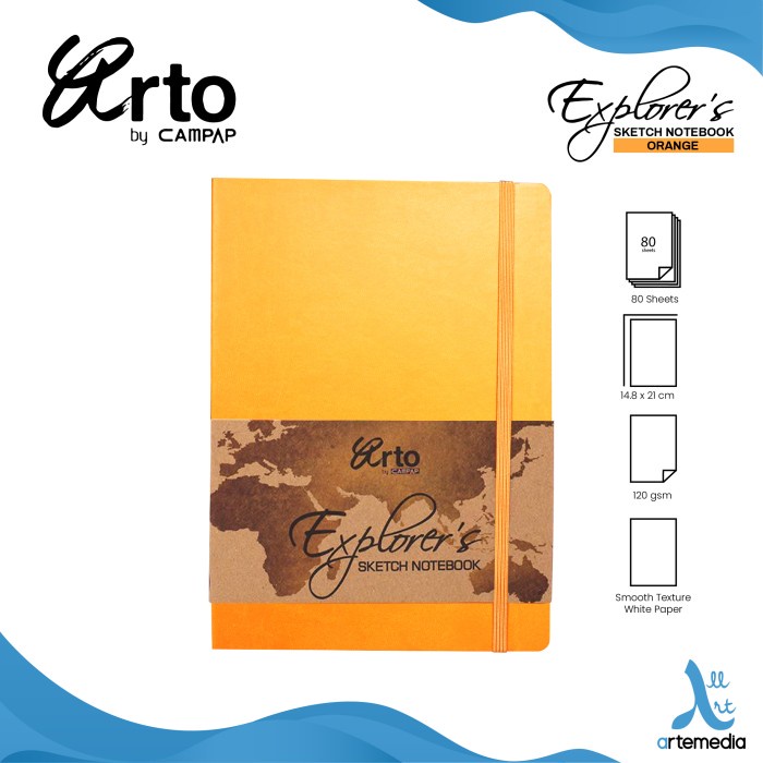 

[COD AKTIF] Buku Sketsa Arto Explorer A5 Synthetic Soft Cover Notebook Sketchbook - Orange