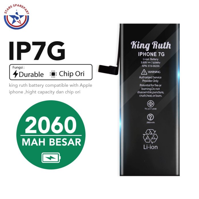 iPhone 7 7G Baterai Battery Batre Double Power 2060mAh King Ruth