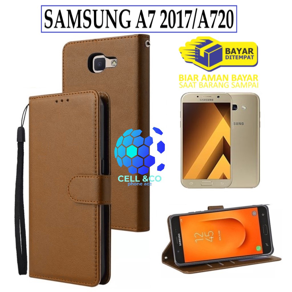 SAMSUNG A7 2017 CASE FLIP LEATHER WALLET PREMIUM FLIP CASE BUKA TUTUP KESING HP CASING FLIP CASE WALLET SAMSUNG A7 2017