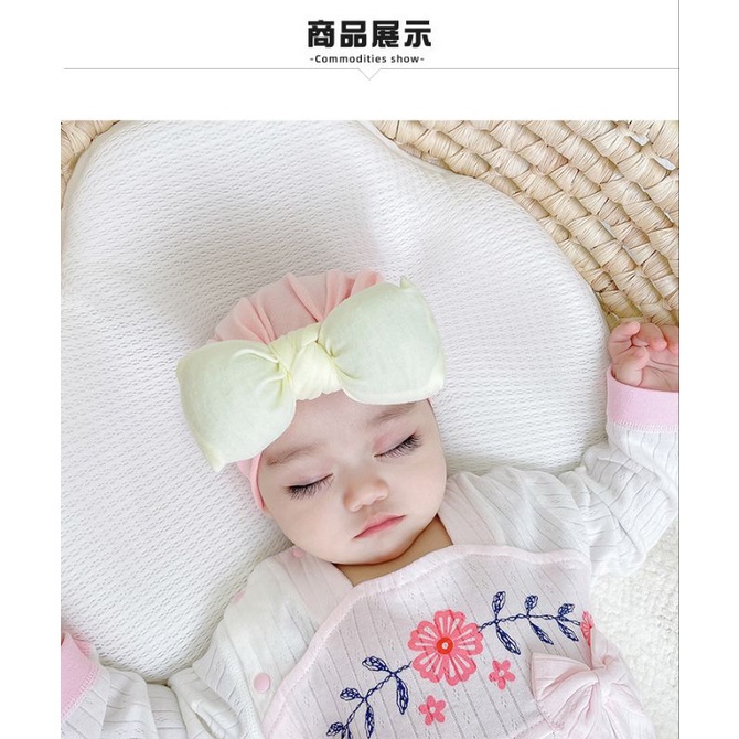 (pimenova) topi bayi turban bayi big bow turban pita besar baby cap