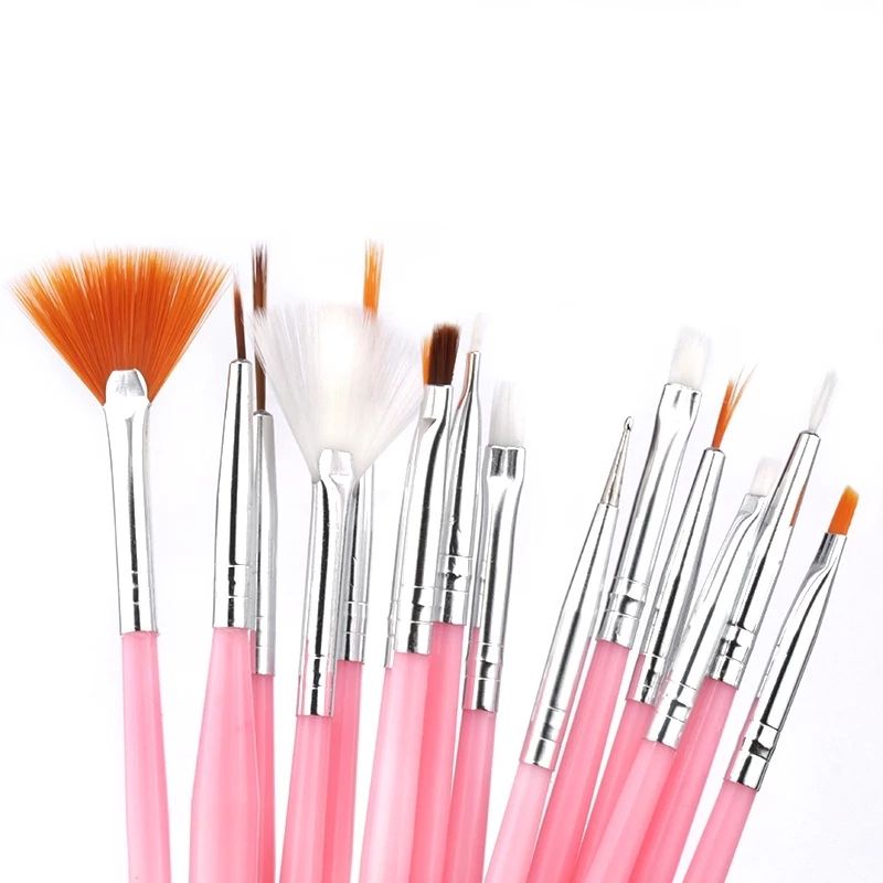 15pcs Kuas Nail Art Menicure Pedicure Set Painting Brush Kuas Lukis Penghias Kuku Drawing Profesional Multifungsi UV Gel