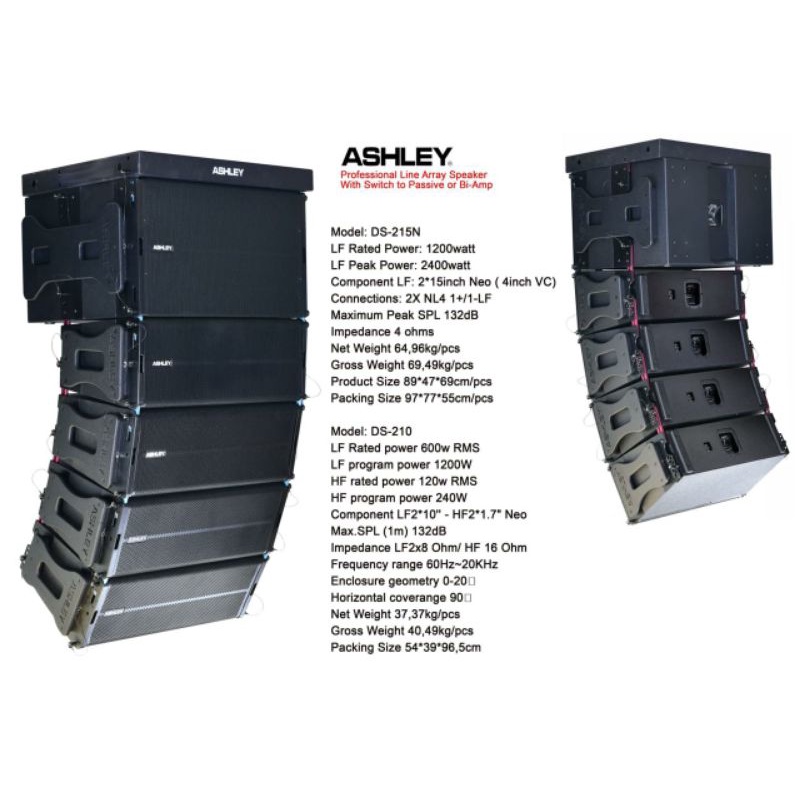 Speaker Line Array Pasif ASHLEY DS215N DS 215 N ORIGINAL 2 X 15 INCH DS215 DS 215N