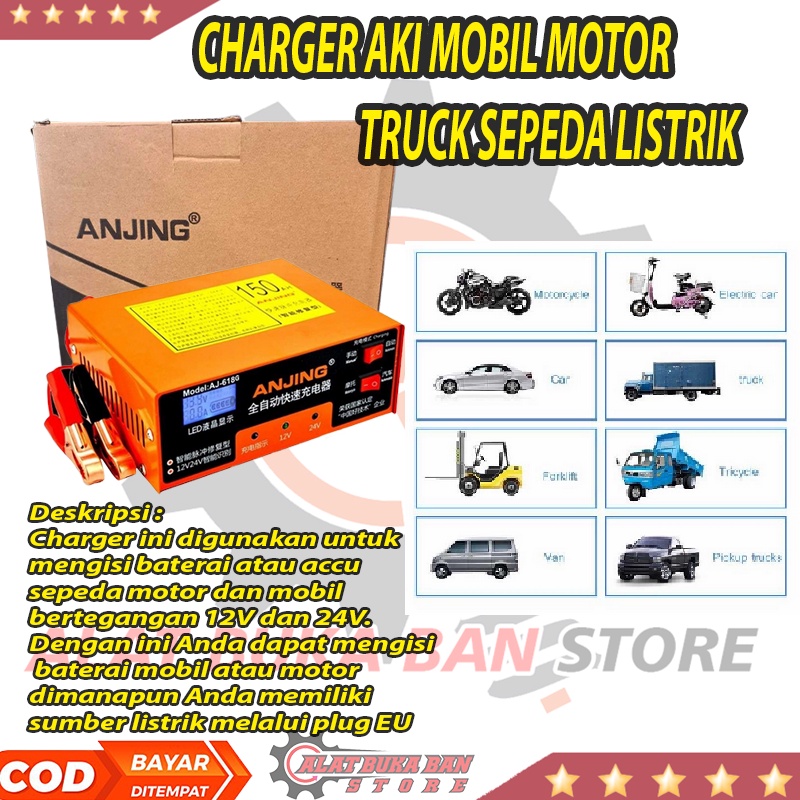 Charger Aki Mobil Motor 130W 12V/24V + LCD Repair