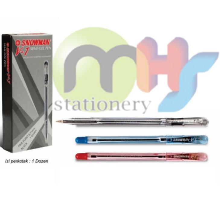 

㊋ Semi Gel Pen / Pulpen / Pena SNOWMAN / V-1 / V-2 / V-6 / S-1 / 0.7 mm / 1 Box 12 Pcs ∞