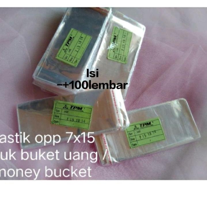 

レ Plastik Opp lem 7x15 cm, Plastik kaca / Plastik Uang / Money bucket , plastik aksesoris パ