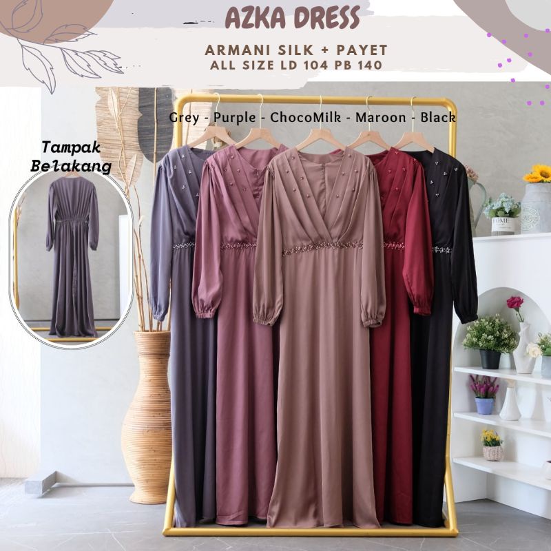 Azka Dress/Dress Armani Silk Ld 104/Dress Mewah/Dress Kondangan/Dress Busui/Dress Lebaran/Dress Remaja