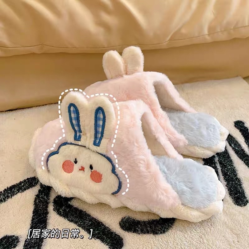 Sandal Bulu Korea PREMIUM Berkualitas Indoor Outdoor Anti Slip Motif Rabbit