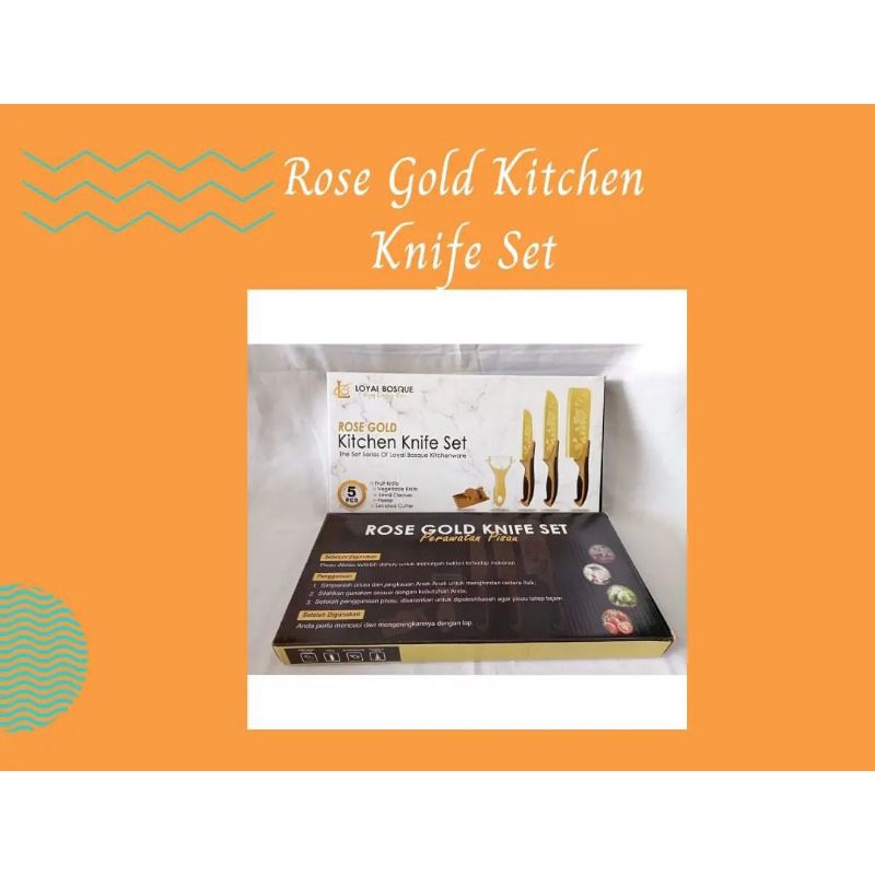 Rose Gold Kitchen Knife Set