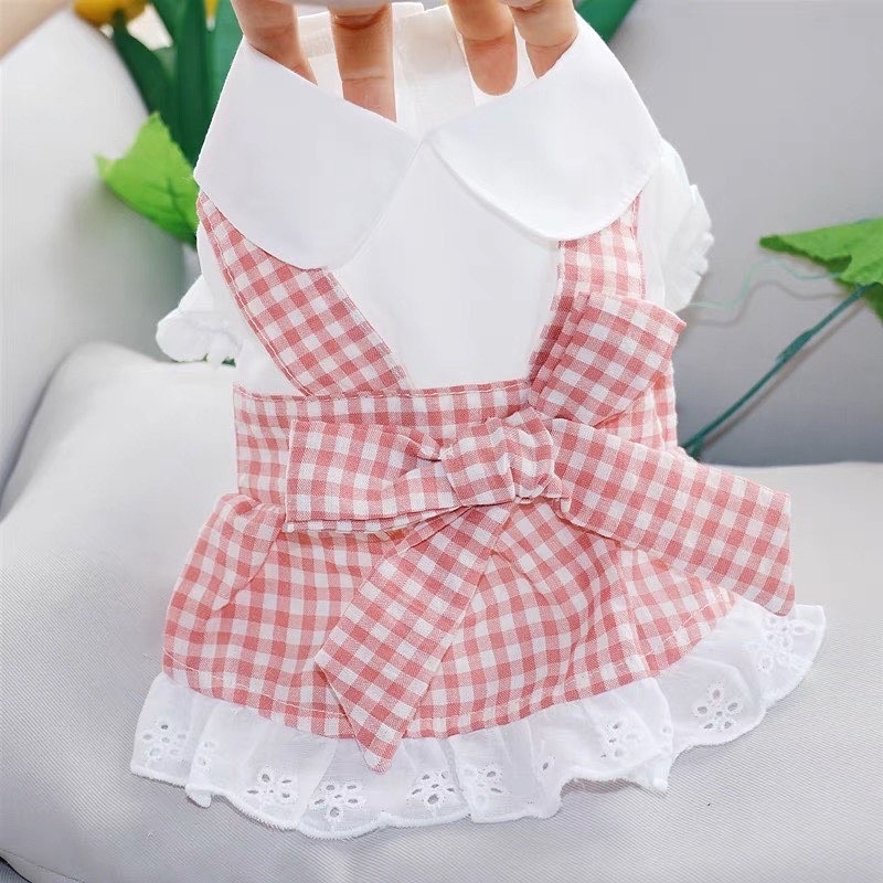 Hayoon pinke korea plaid ribbon dress