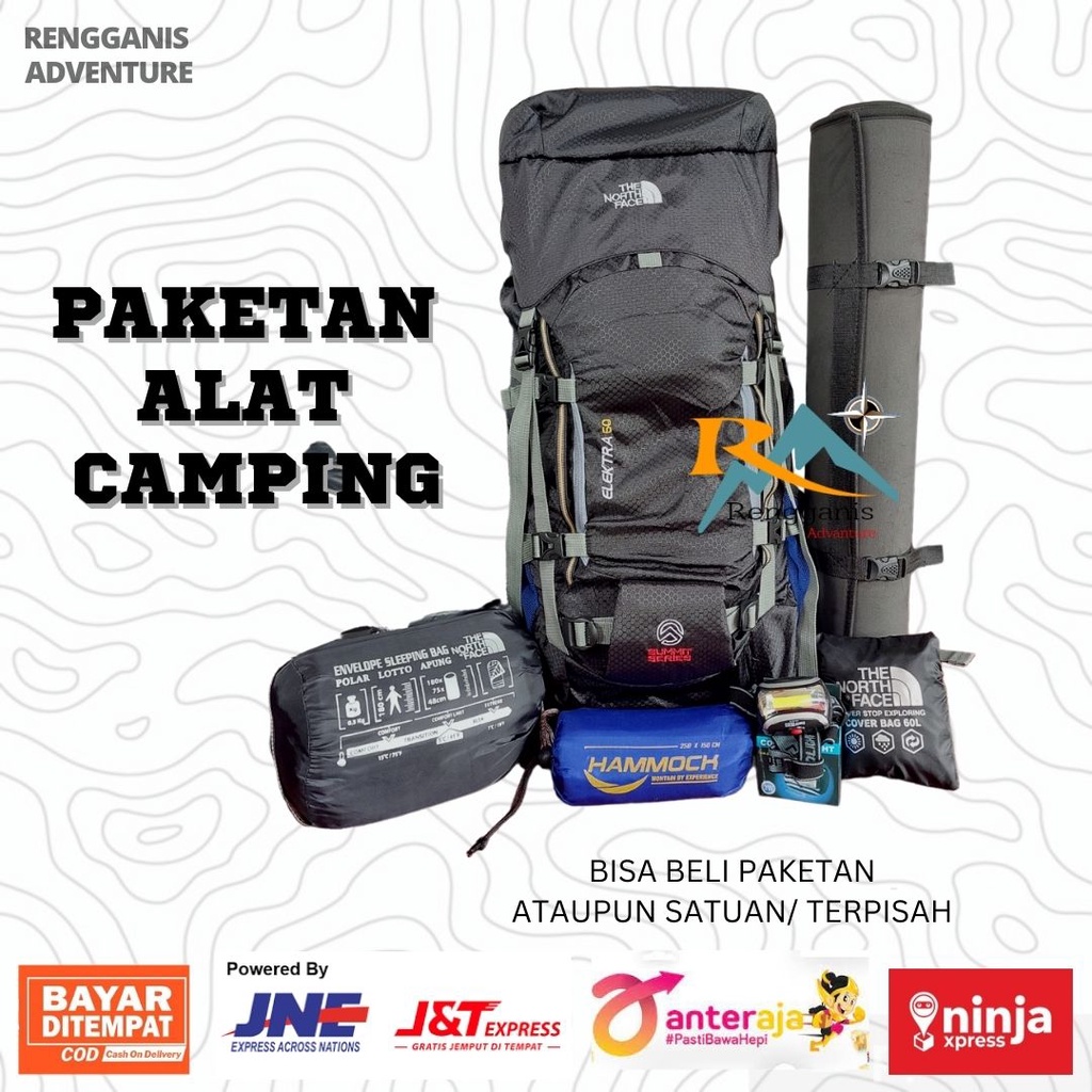 Paketan Tas Carrier 60 Liter PAKET LENGKAP Alat Camping Gunung Matras MURAH