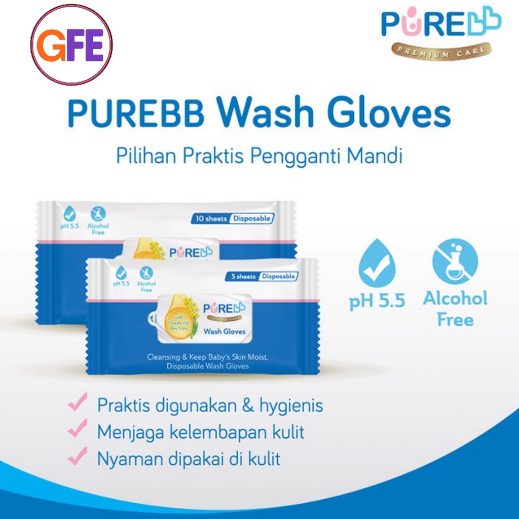 Pure BB Baby Wash Gloves Waslap Tissue Basah Seka Mandi Bayi