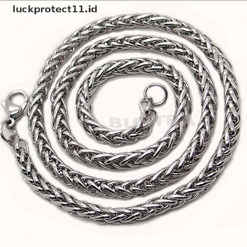 Kalung Rantai Bahan Stainless Steel Warna Silver Ukuran 3 4 5 6MM Untuk Pria