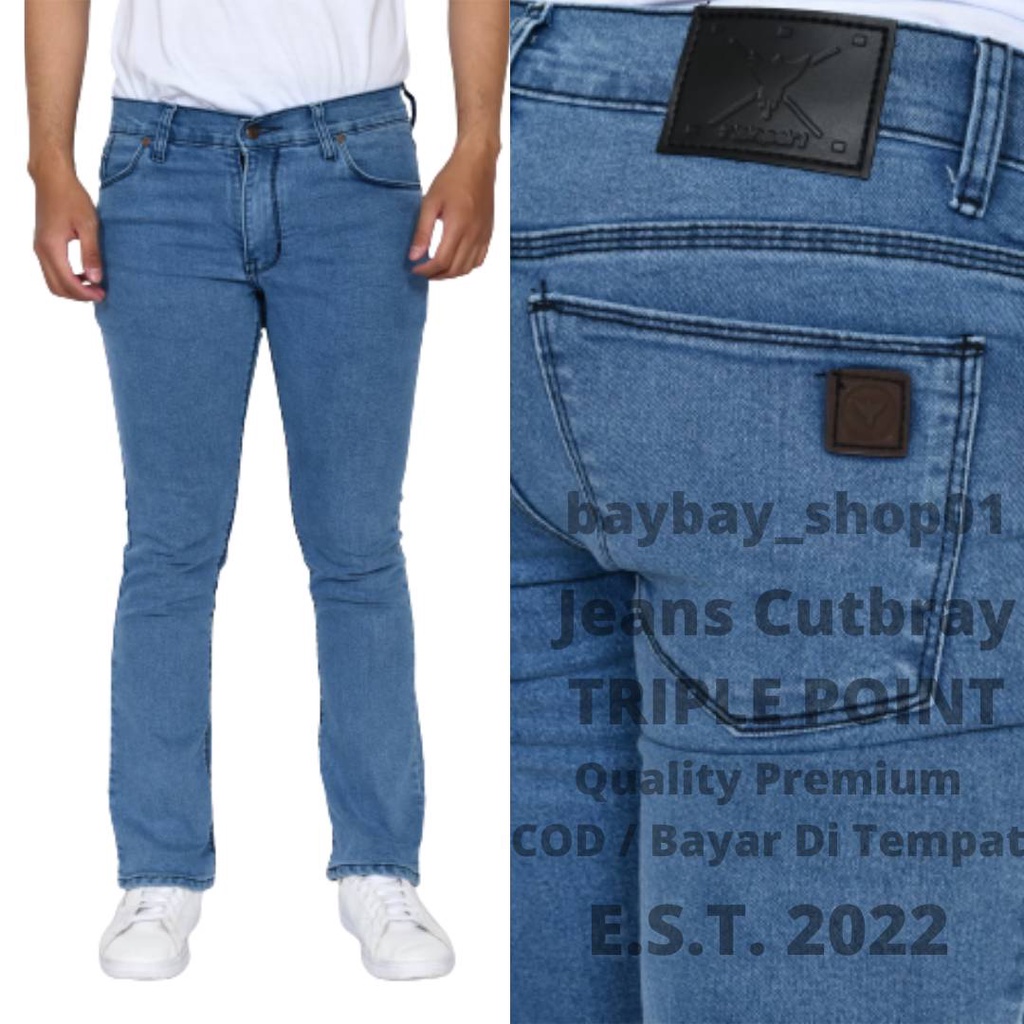 Celana Jeans Cutbray Pria Triple Point Original Bahan Stretch Jeans Semi Cutbrai Pria Lepis Cutbray 