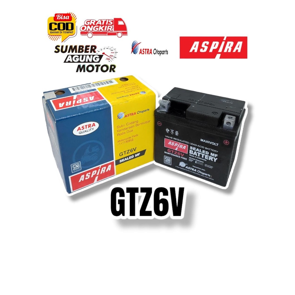 Jual Aki ASPIRA GTZ6V Aki Motor Beat ISS Vario 125 150 Mio M3 Sonic CBR