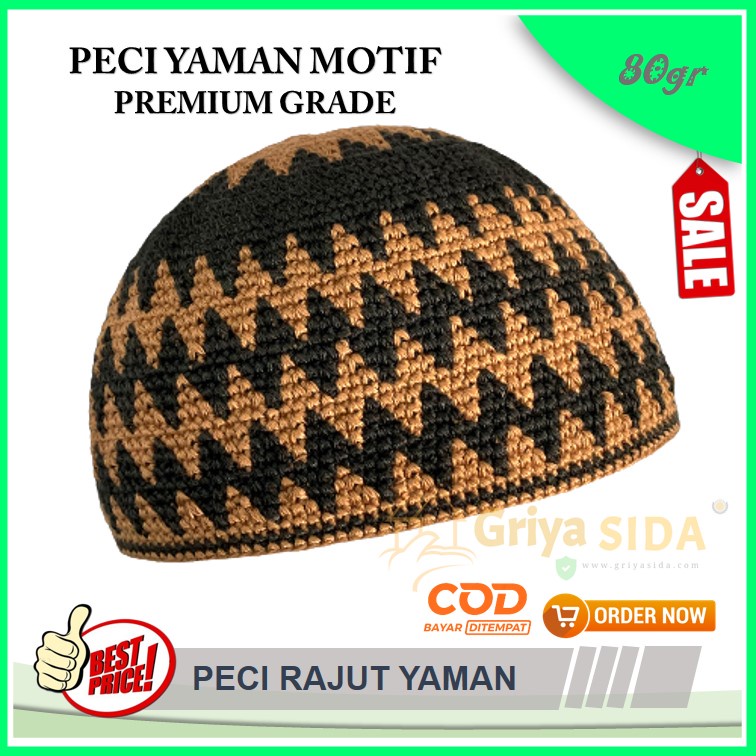 Peci rajut yaman tebal motif peci hadramaut super oleh2 haji asli peci rajut tebal PROMO!