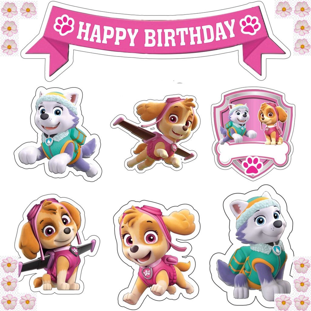 

TOPPER CAKE ULANG TAHUN / HIASAN KUE SKYE PAW PATROL AENBAG TOPER KERTAS