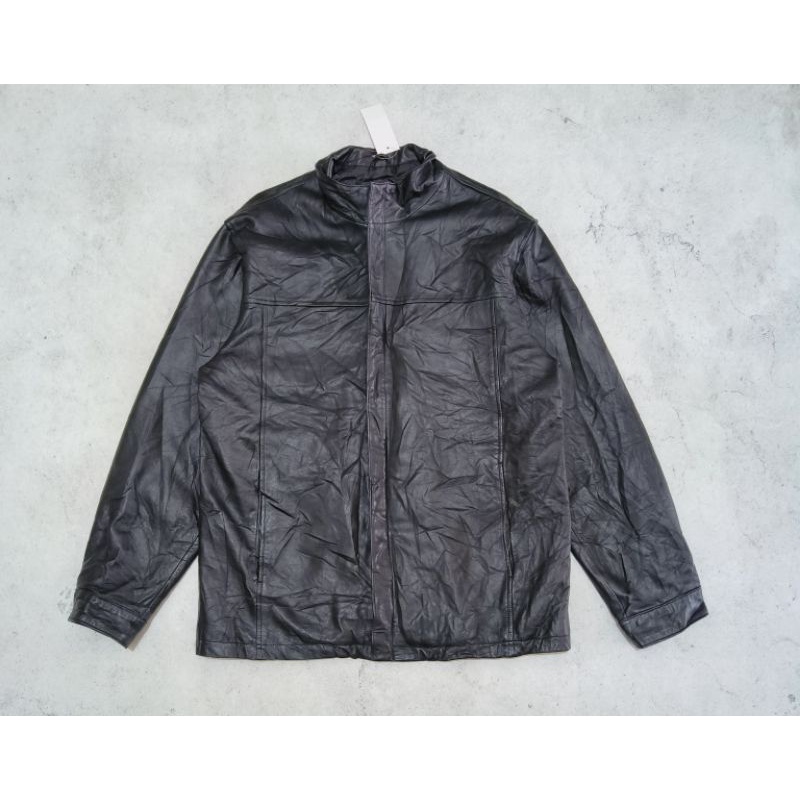 Jaket kulit asli zip long coat L&B Homme