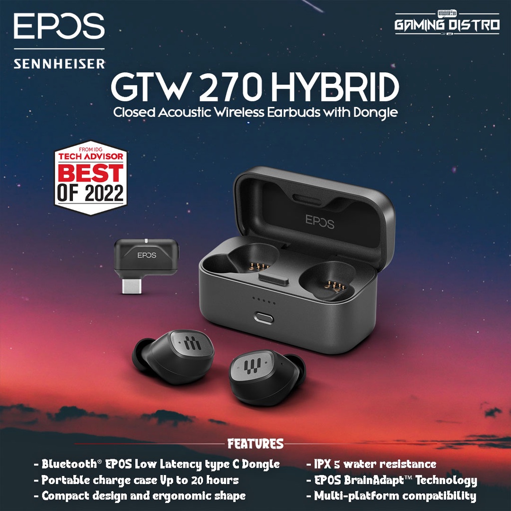 Headset Gaming EPOS GTW 270 HYBRID Low Latency TWS IPX5 Protection