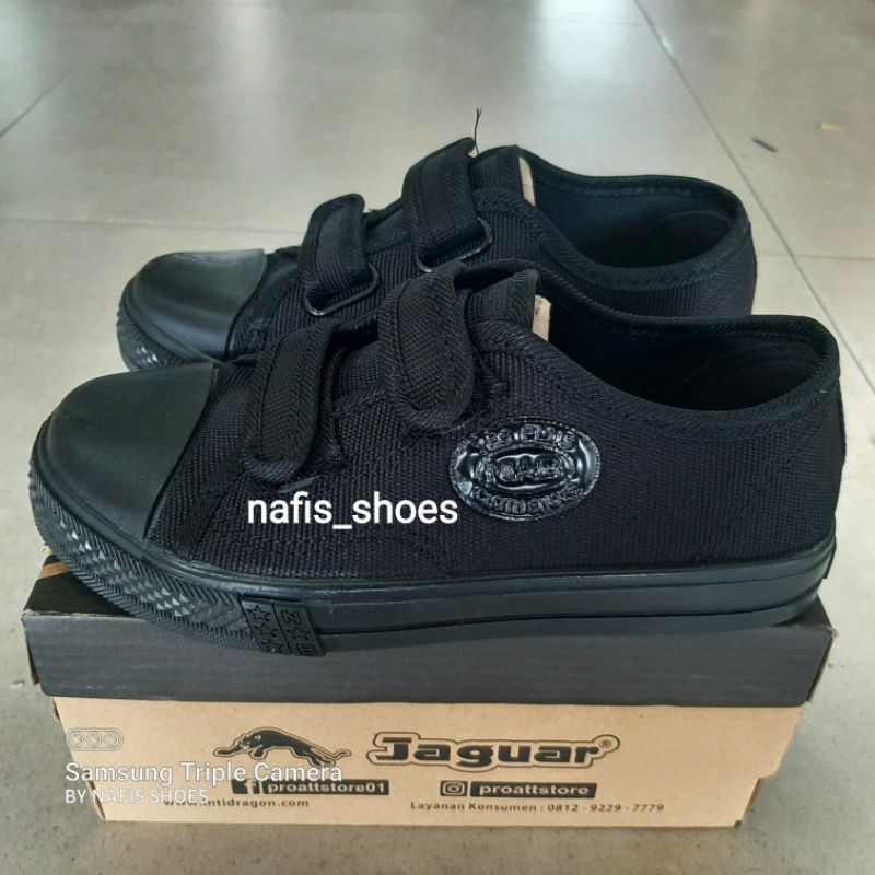 sepatu anak sekolah import velcro perekat anak sekolah hitam putih