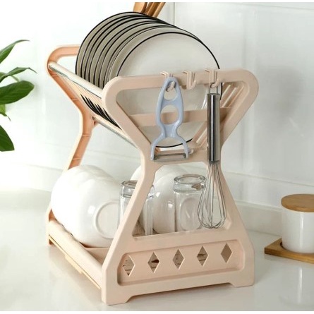 Rak piring Dapur Baskom / Rak Piring 2 Susun Plastik / Rak Pengering Piring