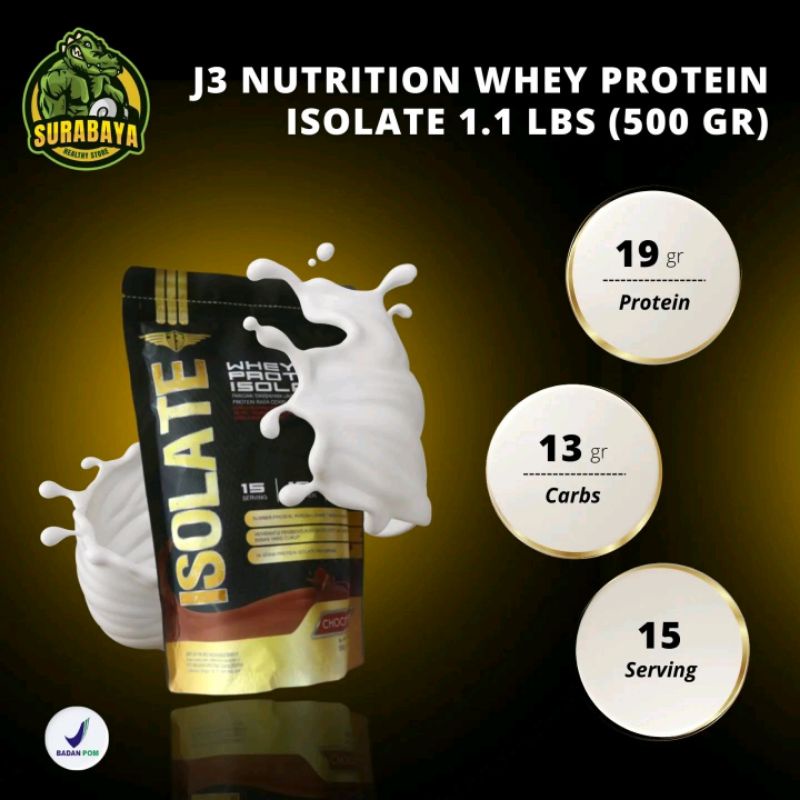 Whey Protein Isolate J3 Nutrition 1,1 Lbs 500 Gram 0,5 Kg BPOM