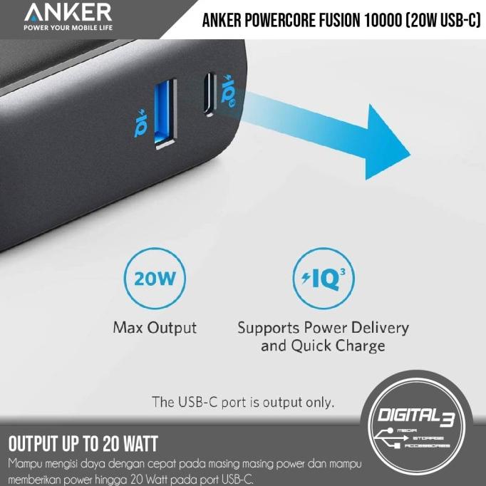 Anker Powercore Fusion 10000 Power Bank + Charger 20W Pd Usb-C A1623
