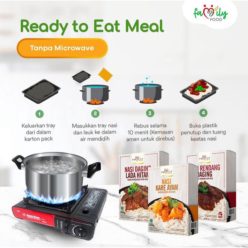 

Makanan Siap Saji (Rendang Daging, Daging Lada Hitam, Kare Ayam) Family Food