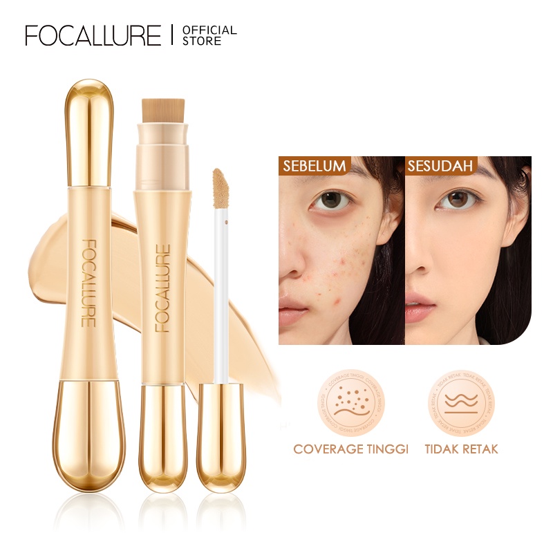 FOCALLURE #AmberGold  Waterproof Concealer High Coverage Long-lasting Concealer Corrector Stick With Brush Tool Makeup FA230