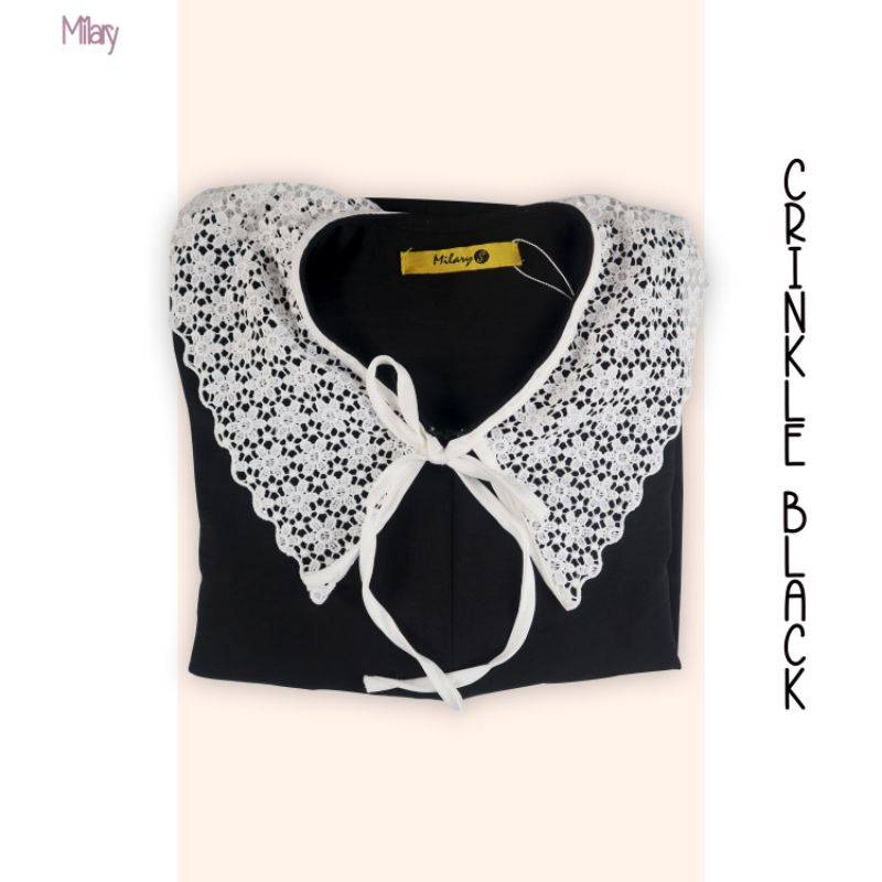 HOMEDRESS GAMIS DASTER BAJU MUSLIM DEWASA MILARY POLOS RENDA RAJUT HITAM UNGU - CRINKLE