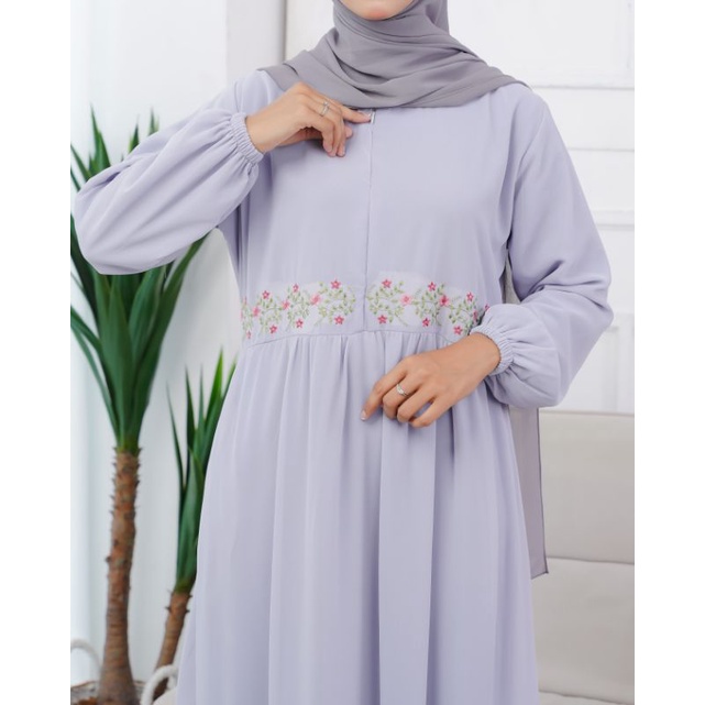 KHADIJA DRESS 2 Gamis bahan ceruty babydol aplikasi bordir seragam by Safitri Fashion