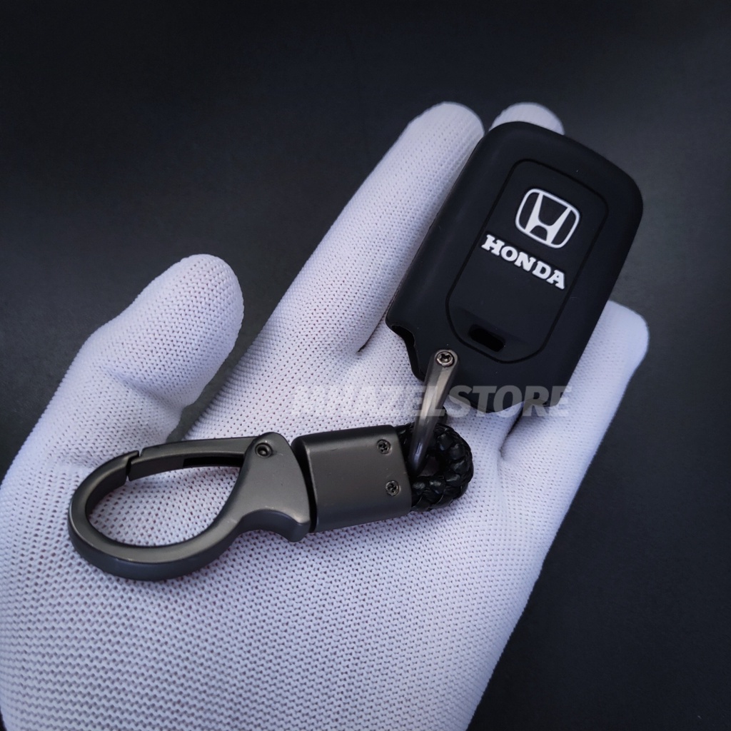 Gantungan kunci kulit sarung remote keyless cover casing MOBIL HONDA ALL NEW BRV CRV CITY HATCHBACK ACCORD WRV logo model anyam