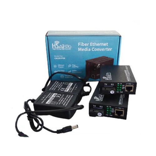 Converter LAN to FO HSAirpo CM100 10/100Mbps - PoE Support