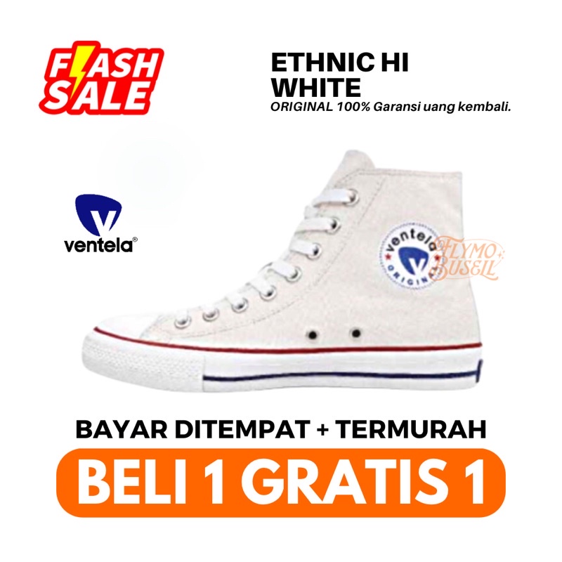 Promo / Sepatu Ventela Ethnic Hi full white / Original 100%