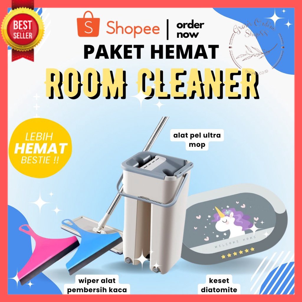 GOS - PAKET HEMAT ROOM CLEANER/ Alat Pel Keset Diatomite FREE Alat pembersih kaca