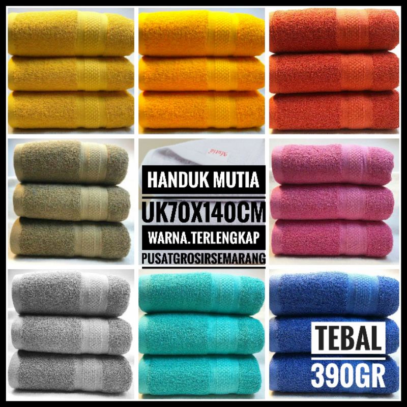 Handuk Mandi Dewasa MUTIA JUMBO BESAR uk 70x140 cm TEBAL 390gr Handuk Mandi Hotel Premium Full Katun 100% Handuk Abu2 Brown Biru Navy Coklat Green Grey Hijau Kuning Merah Orange Pink Ungu Putih Purple Red Yellow White