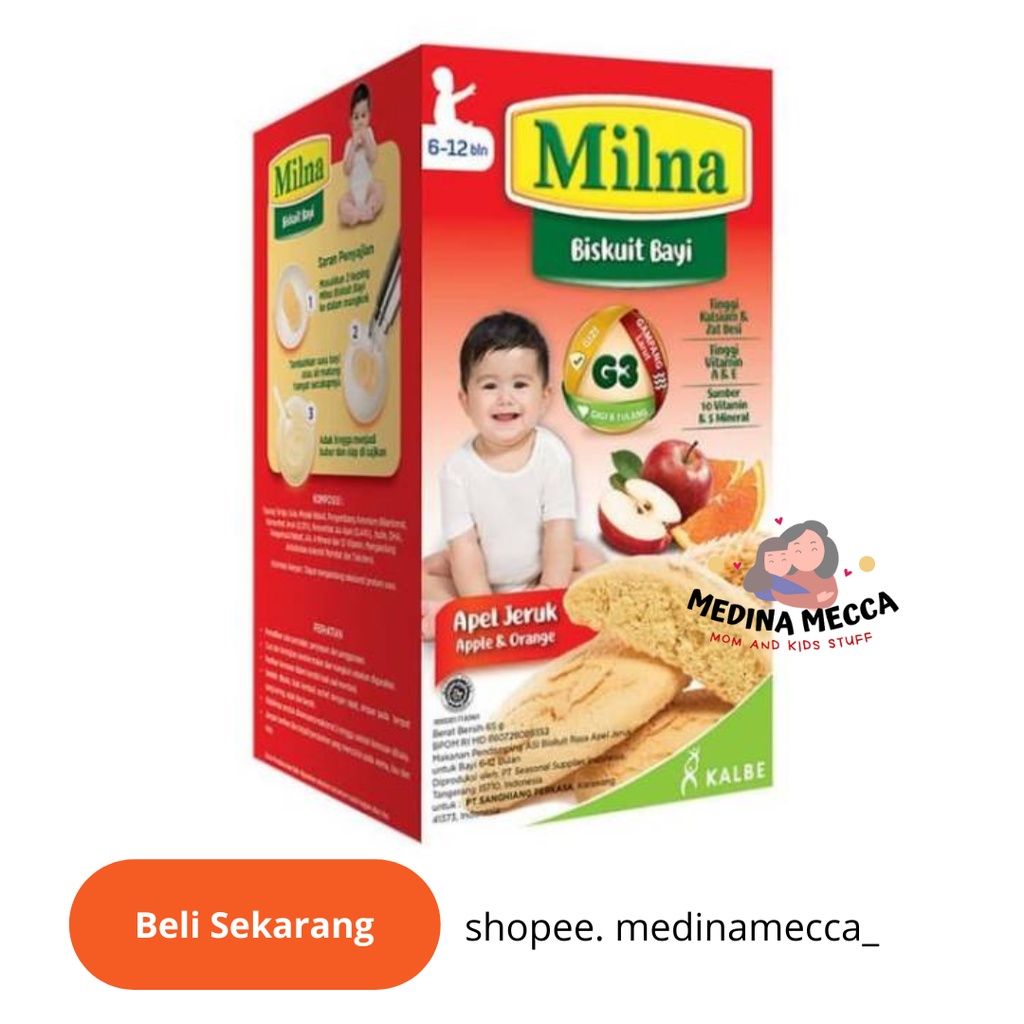 Milna Biskuit Bayi 65gr Apel Jeruk Cemilan Bayi MPASI 6 bulan ke atas