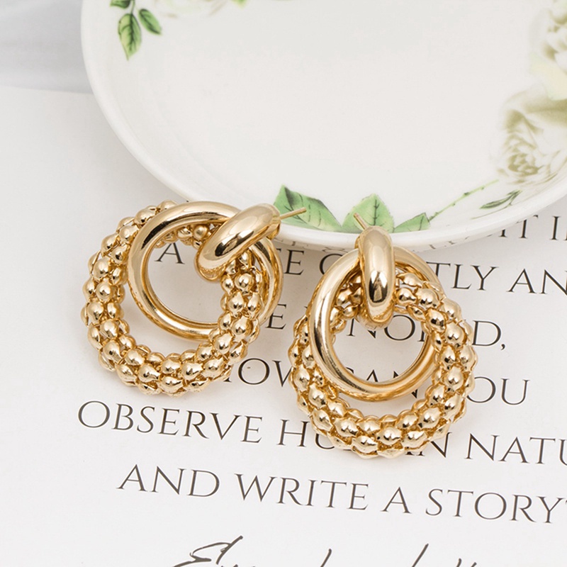 Fancyqube Anting Stud Desain Twist Bahan Alloy Untuk Anak Perempuan