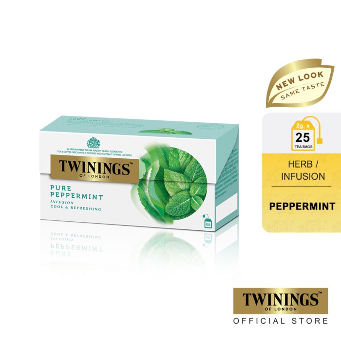 

TWININGS TEH CELUP PURE PEPPERMINT 25X2GR