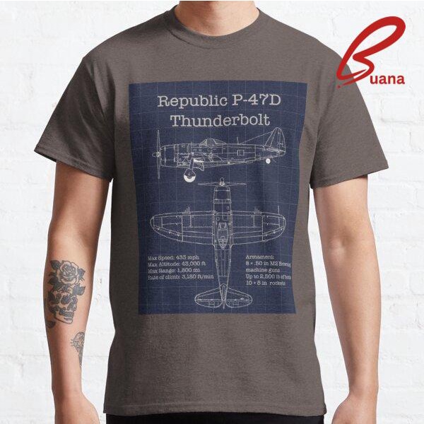 Kaos Pria P-47D Thunderbolt Blueprint 2069